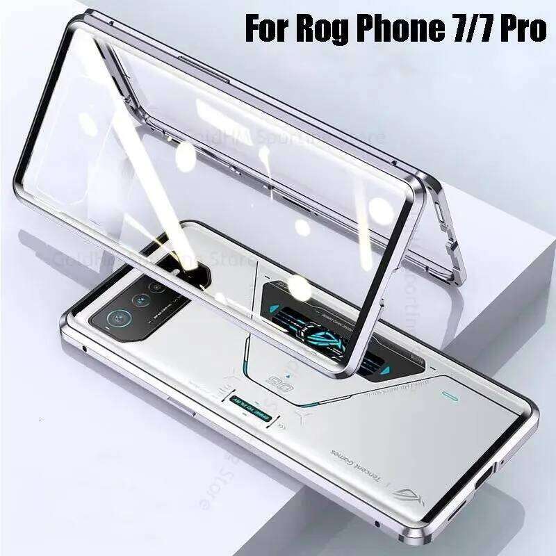 Asus ROG Tempered Glass Flip Case For Rog Phone 6 5 5S 7 Pro 360 Double Sided Magnetic Protective Cover