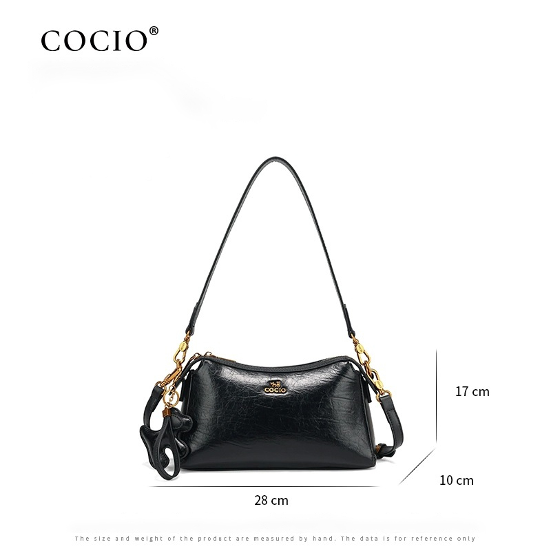 COCIO designer shoulder bag New Underarm Bag Simple Versatile Womens vintage classic genuine leather handbag