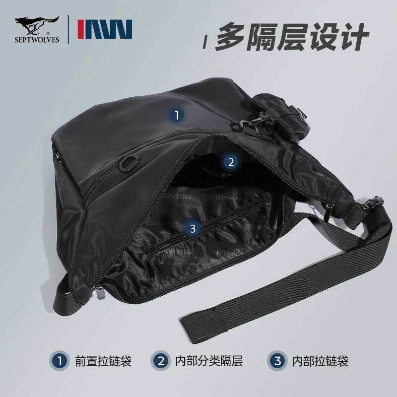 Septwoes Waterproof Men Shoulder Business Travel Crossbody Bag, Multiple Pockets Design,Give Away Detachable Wallet Bag