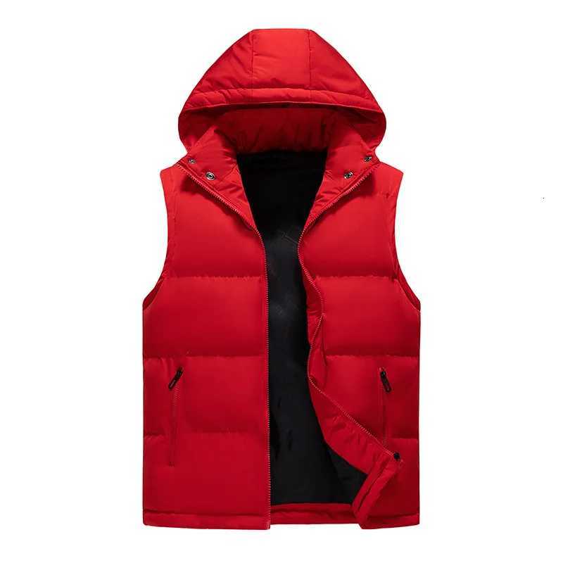 Japanese Hooded Down Vest Windproof Neck Protection Warm Practical Wear Simple Solid Color Design Fashion All-purpose Style Coat W250722