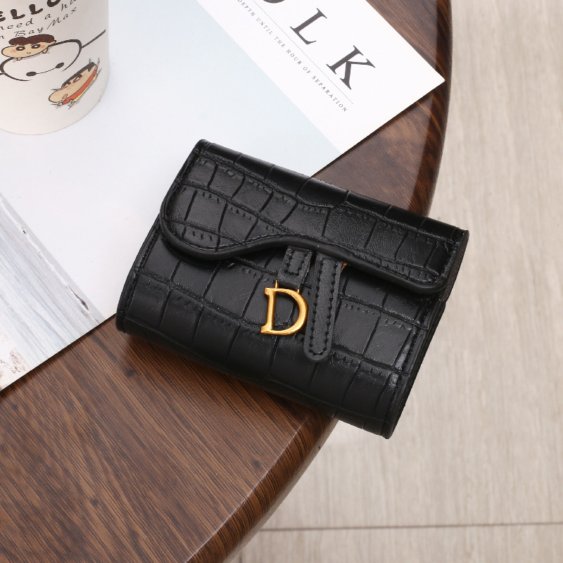 wallet designer woman Free Shipping 2025 New D-Clasp Crocodile Print Wallet for Women - Compact Korean Style Tri-Fold with Card Slots & Coin Pocket