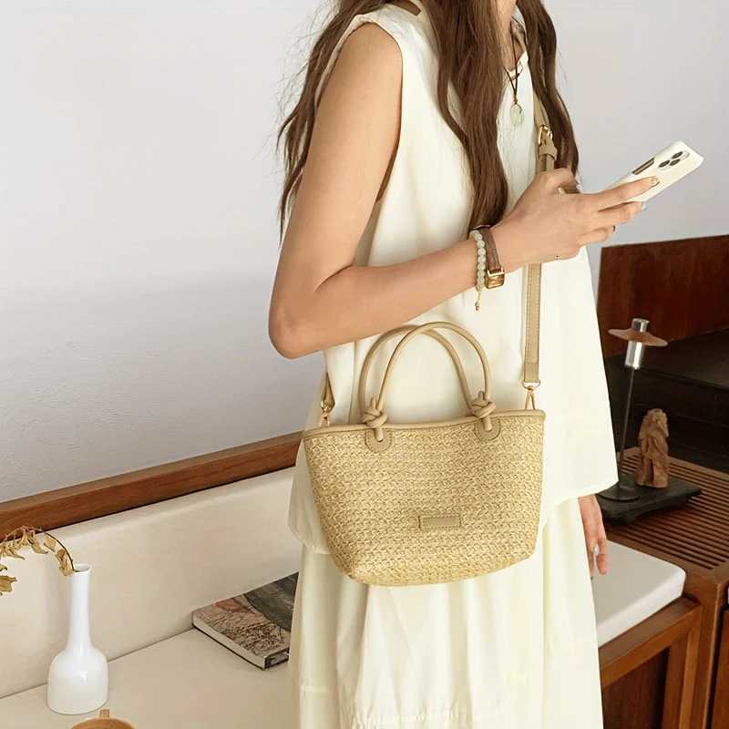 Vai beach style woven bag hand-held crossbody bag new mens bag rope knot vegetable basket bag woven bag Y250722
