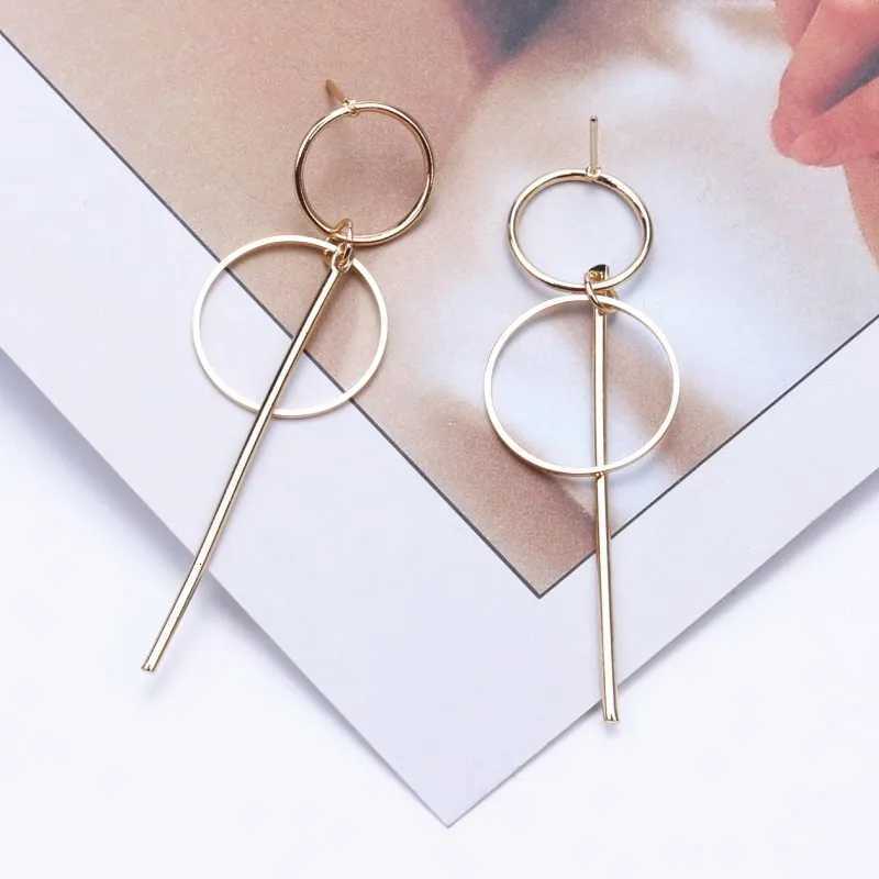 New Fashion Punk Simple Gold Long Tassel Pendant Circle Drop Earrings For Women Gifts Ear Jewelry Wholesale XJ250722