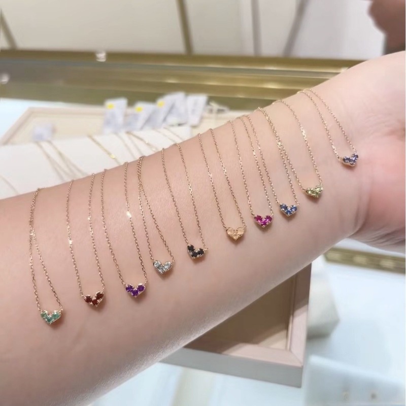 Designer Jewellery High Quality Light Luxury Birthstone Heart Necklace with Month Gemstone Clavicle Chain for All Occasions Gift Textured Elegant Acce