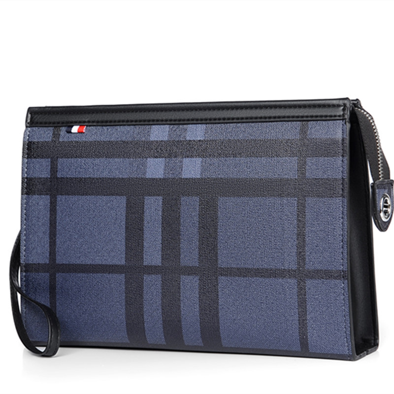 Checkerboard pattern handbag high-end business leisure men's handbag large capacity men's handbag cross-border wholesale 2025s hot