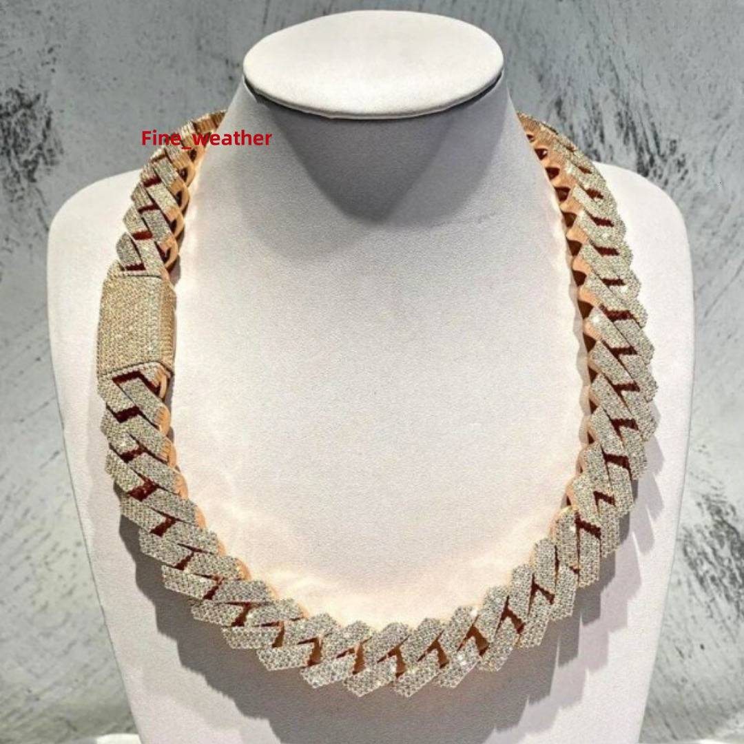 Luxury Moissanite Iced Out Cuban Link Chain for Men Hip Hop Jewelry 18K Gold Plated VVS Bling Choker Necklace Wholesale