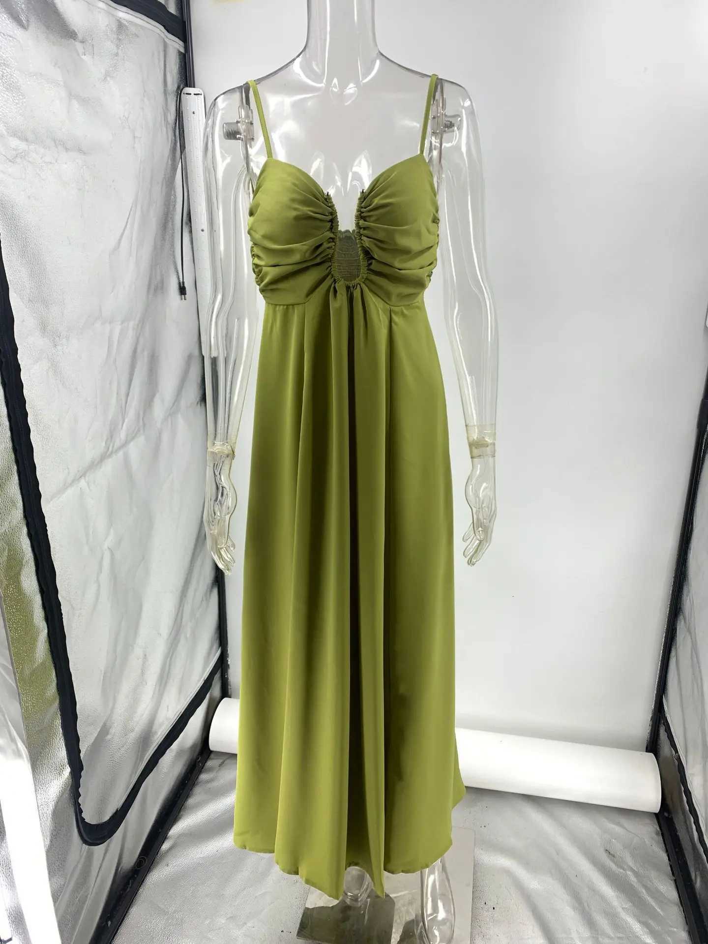 Green Slip Sleeveless Loose Sexy Party Dress Women Ele Strapless Backless Maxi Dress 2025 Summer Vacation Dress XJ250722