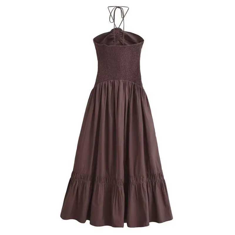 2025 New Chic Tube Top Hanging Neck Holiday Dress for Women Summer Dresses Womens Street Fashion Party Long Dress XJ250722