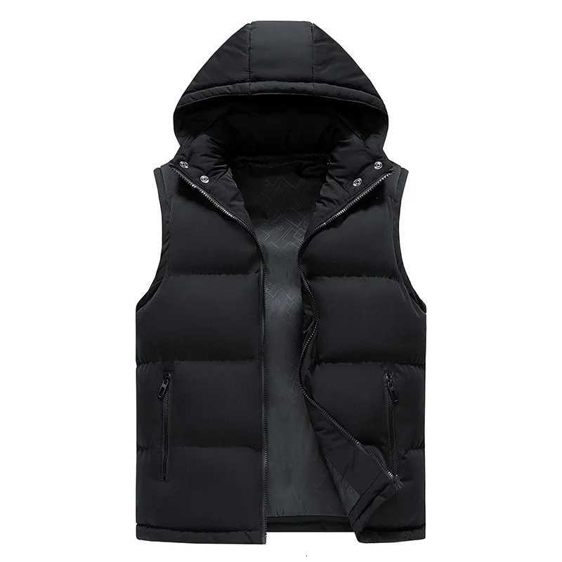 Japanese Hooded Down Vest Windproof Neck Protection Warm Practical Wear Simple Solid Color Design Fashion All-purpose Style Coat W250722