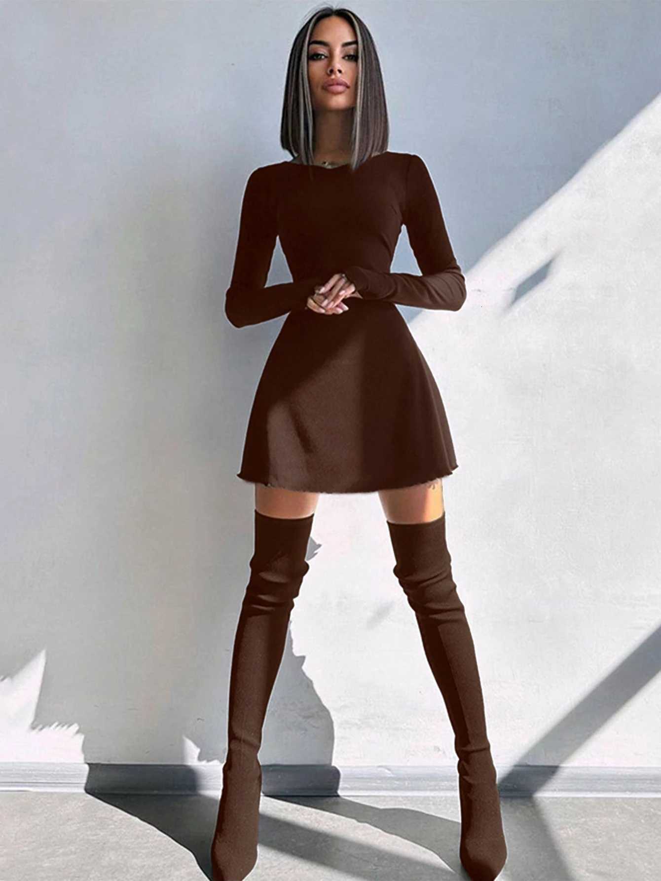 Womens Sexy Club Long Sleeve Mini Bodycon Dress Suitable for Nightclub Family Party Vacation Leisure XJ250722
