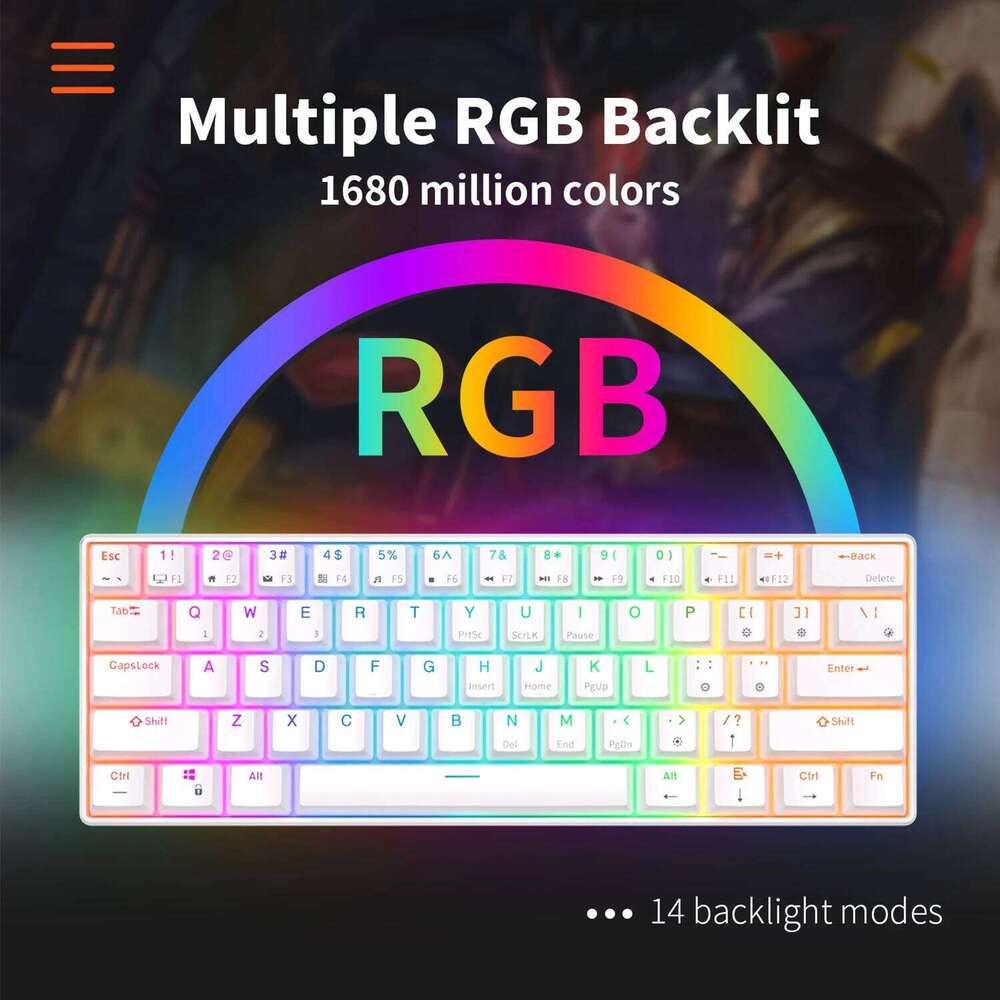 Gaming Keyboards RK Royal Kludge Rk61 2.4G Wireless Bluetooth Mechanical Tri-Mode 61 Keys RGB Backlit Mini Hot-Swappable Gamer Keyboard