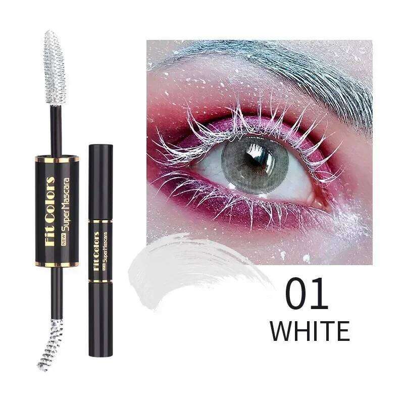 Double Head Colorful Waterproof Eyelashes Extension Thick Curling Quick Dry Long-lasting Blue ple White Mascara X250722