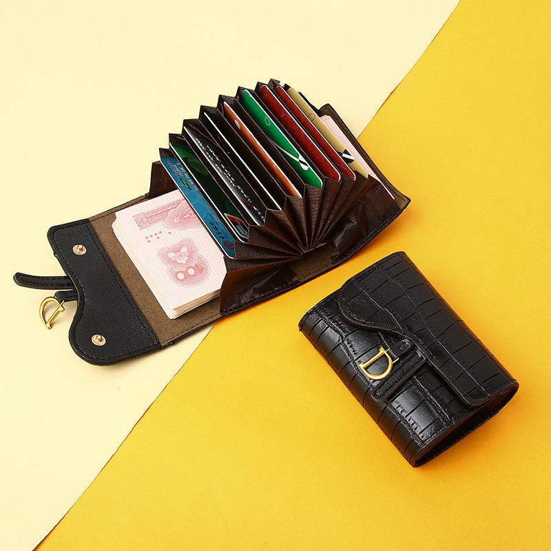 Designer Wallet European Style Luxury Feel Compact Wallet for Women - Crocodile Embossed Leather with Multi Card Slots & Coin Pocket
