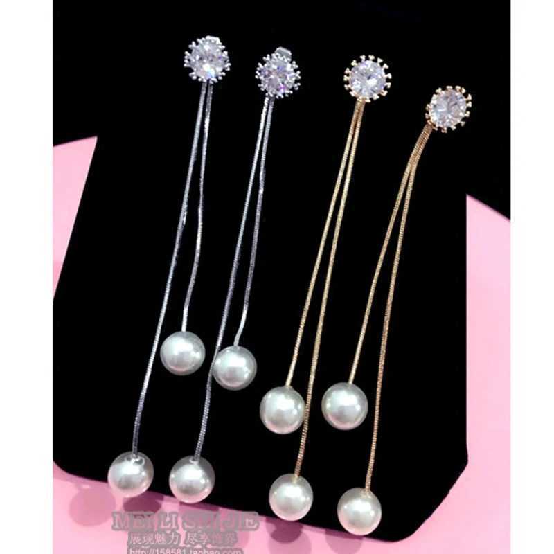 Elegant Fringe Earrings Women Long Earring CZ Pearl Charm Pendant Snake Chain Tassel Ear Bridal Wedding JewelryXJ250722