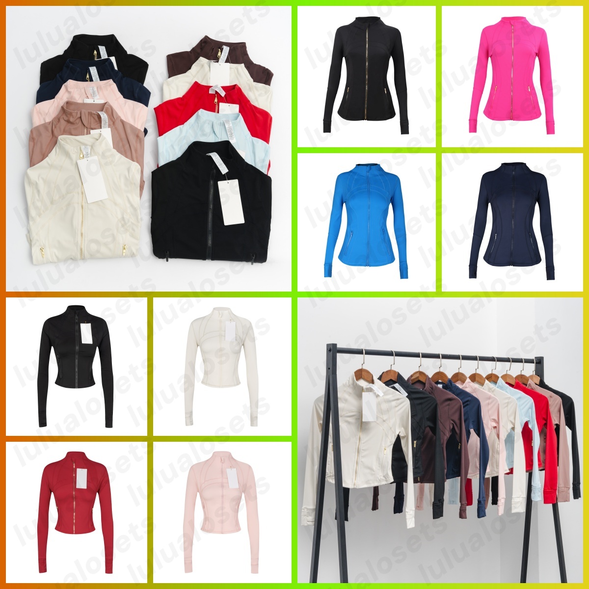 2025 10A Yoga Jacket Cropped With Gold Zipper Women Long Sleeve Gym Sport Coat Gym Breathable Jackets Sweatshirt Jogging Sportwear luluity lemonize Jackets