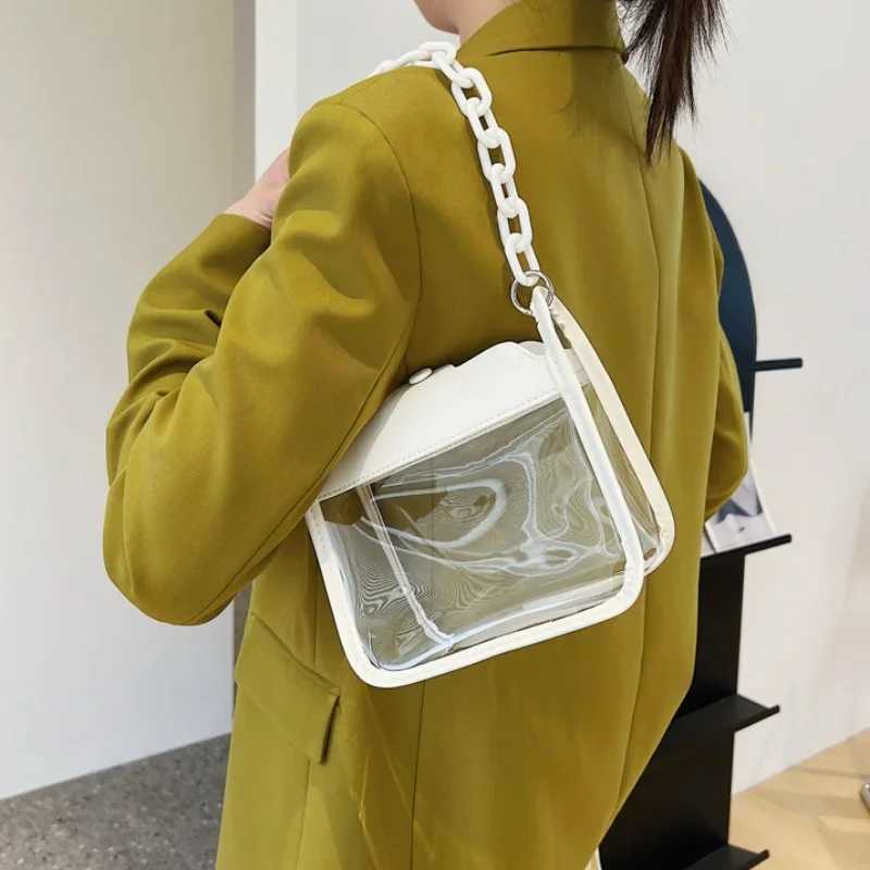 Clear Crossbody Bag for Women PVC Transparent Single Shoulder Chain Portable Messenger Bags Small Square Satchel Bag Girls Gift XJ250704