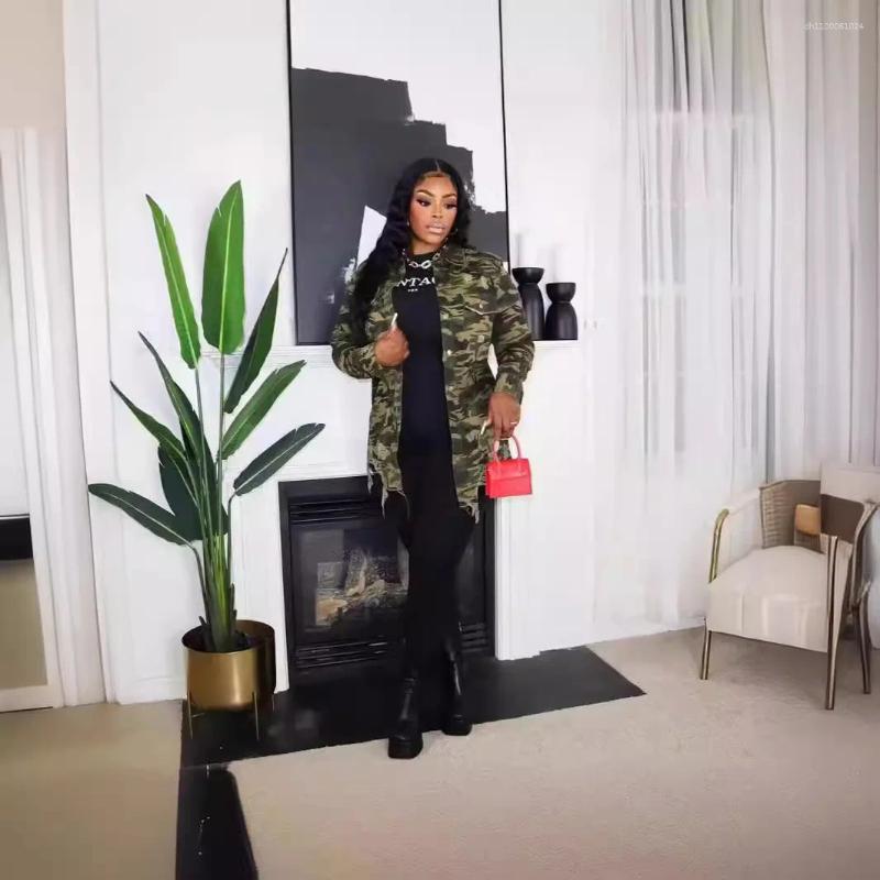 Women's Jackets Shirt Coats Women Full Sleeve Tops Camouflage Casual Coat Turn Down Collar Single Breasted Y2k Streetwear Hole Jacket