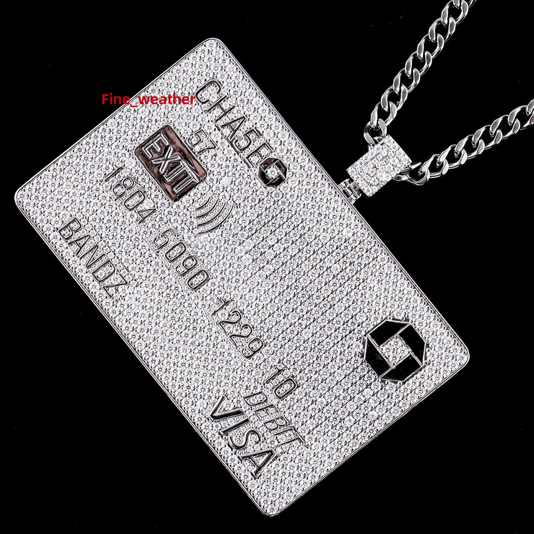 Made in China Custom Letters Pendant 925 Silver Credit Card Pendant Moissanite Diamond Custom Numbers Pendant Cuban Neckleac