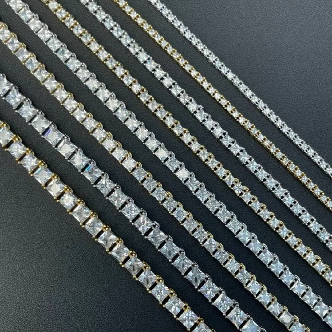 Trendy Custom Hip Hop Jewelry 925 Silver Moissanite Chain GRA Certificated Pass Diamond Tester 2mm to 6.5mm Moissanite Necklace