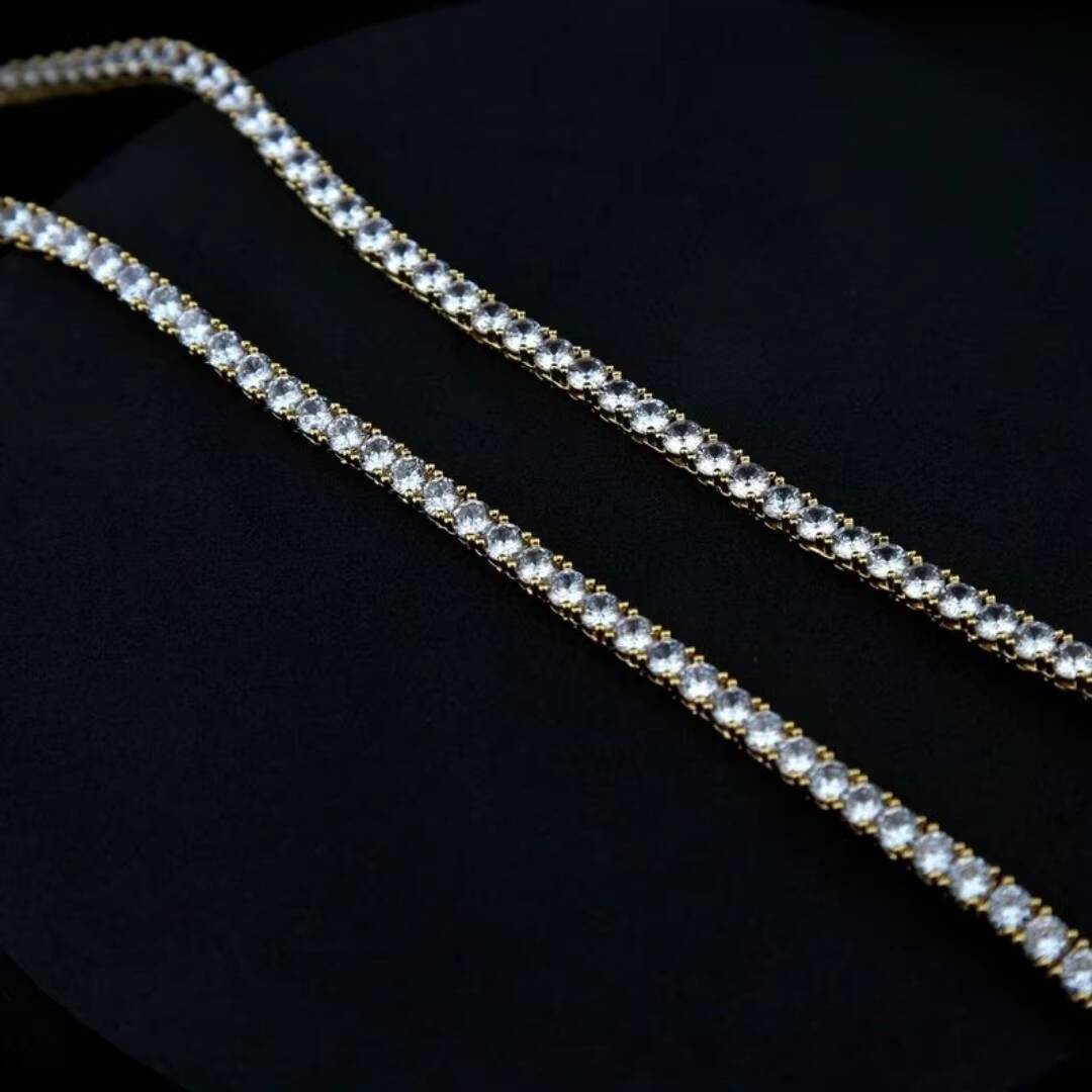 Hip Hop 5mm Tennis Chain 1 Row Cubic Zirconia Diamond Necklace 18k Gold Plated Tennis Necklaces Fine Jewelry