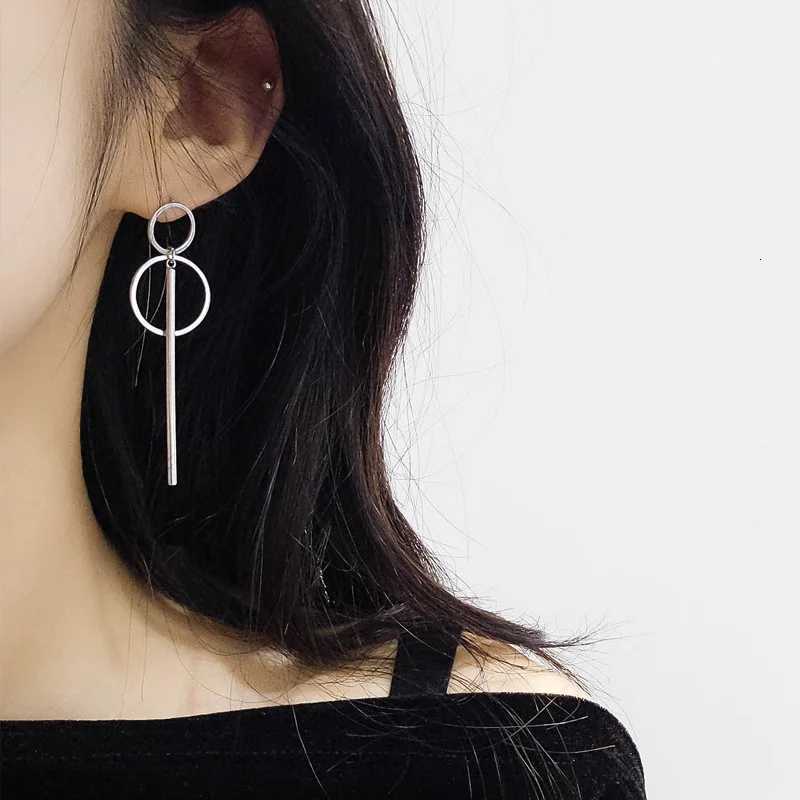 New Fashion Punk Simple Gold Long Tassel Pendant Circle Drop Earrings For Women Gifts Ear Jewelry Wholesale XJ250722