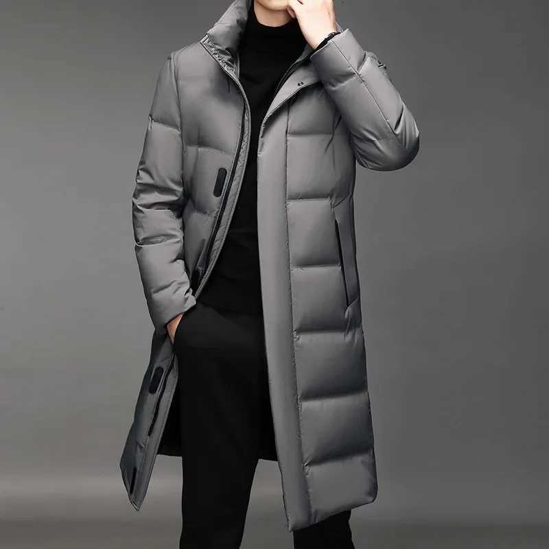 Long Down Coat Men Down Jacket Coats Parkas Windproof Thick Padding Padded Winter Jacket Coat Warm Stand Up Collar Mens Coat W250722