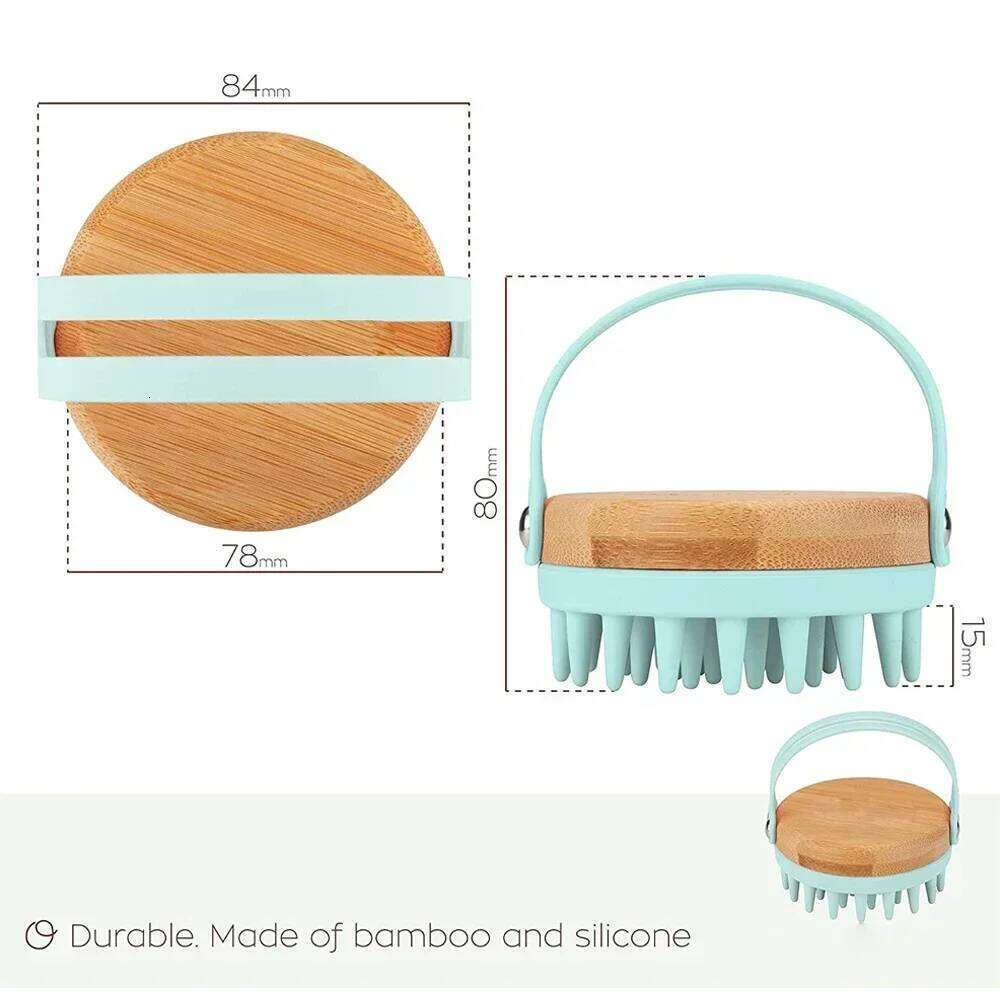 New Environmentally Friendly Silicone Bamboo Wood Bath Children's Hair Washing Scrubbing Brush, and Magic Tool