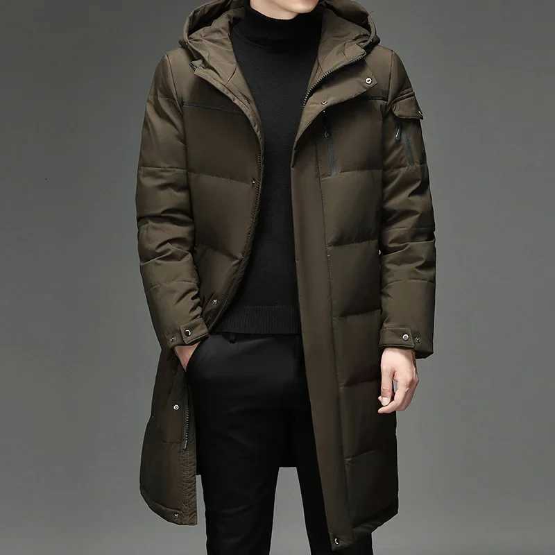 Long Down Coat Men Down Jacket Coats Parkas Windproof Thick Padding Padded Winter Jacket Coat Warm Stand Up Collar Mens Coat W250722