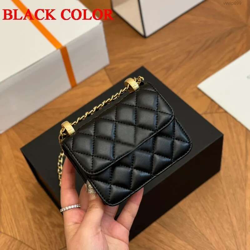 Women Designer Purse Mini Lovely Lipstick Bag Leather Shoulder Bag Two Golden Balls Diamond Gold Hardware Matelasse Chain Coin Purse Cross Body Handbag 10x12cm