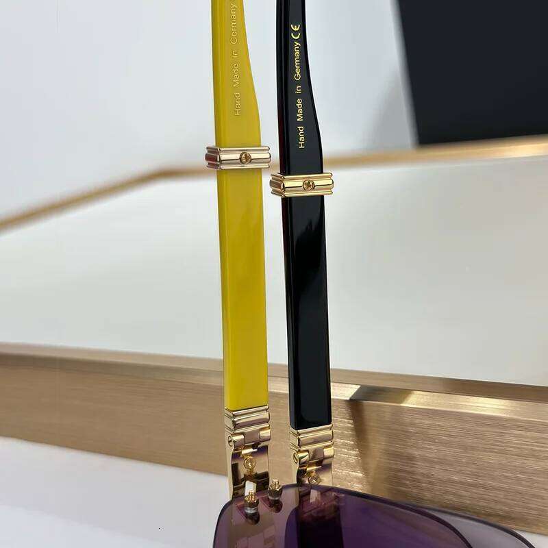 Original Special Shaped Black Gold Rimless Sunglasses for Male DUCER I High Street Boundless Acetate Solar Glasses Men