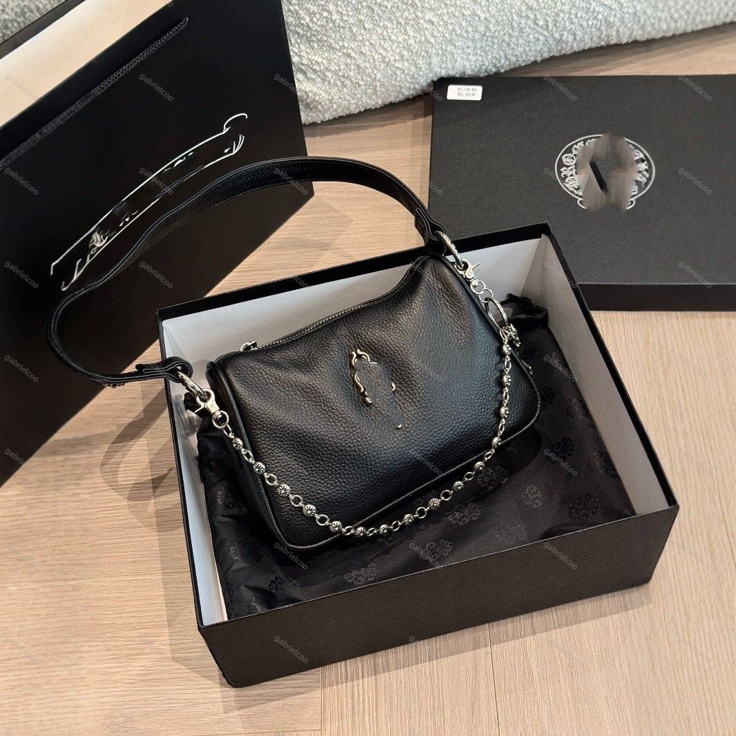 Storage bag Genuine Leather Crossbody Bag with Chain Strap Medium Heart-Shaped Underarm Purse