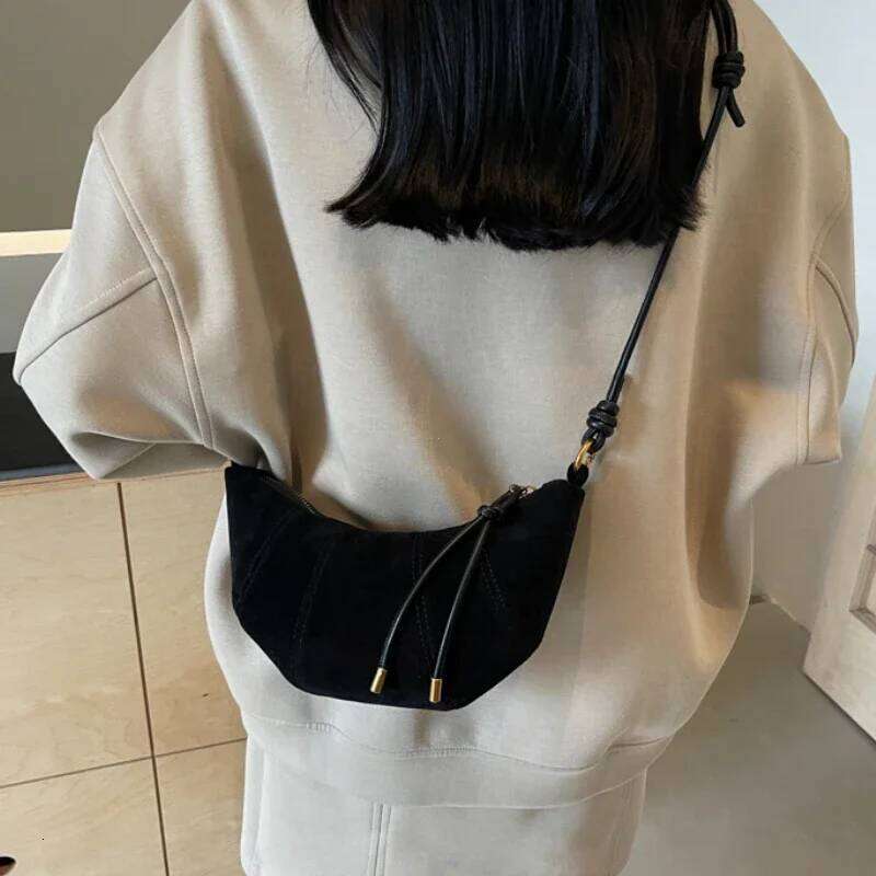 Veet Material Zipper 2025 High Quality Shoulder Solid Color Simple Fashionable Crossbody Bag Soft Western Style Handbag