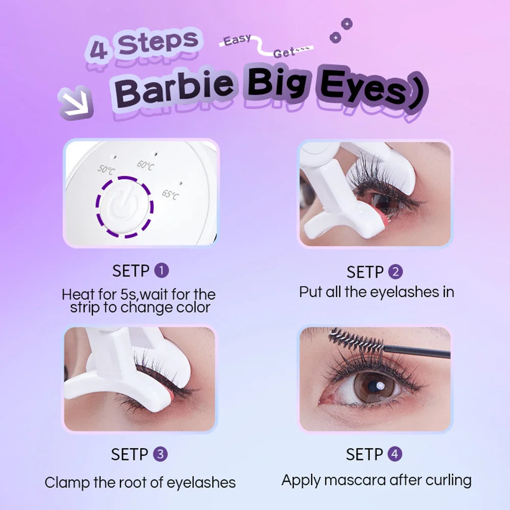 GECOMO Frameless Heated Eyelash Curler Intelligent Temperature Control Rechargeable Eyelash Long-lasting Curling Device 250716