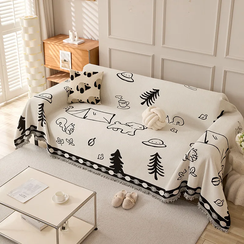 VIKAMA Four Seasons Universal Non-Slip Sofa Towel Geometric Jacquard Living Room Sofa Bedroom Sofa Towel Ins Wind Home Match