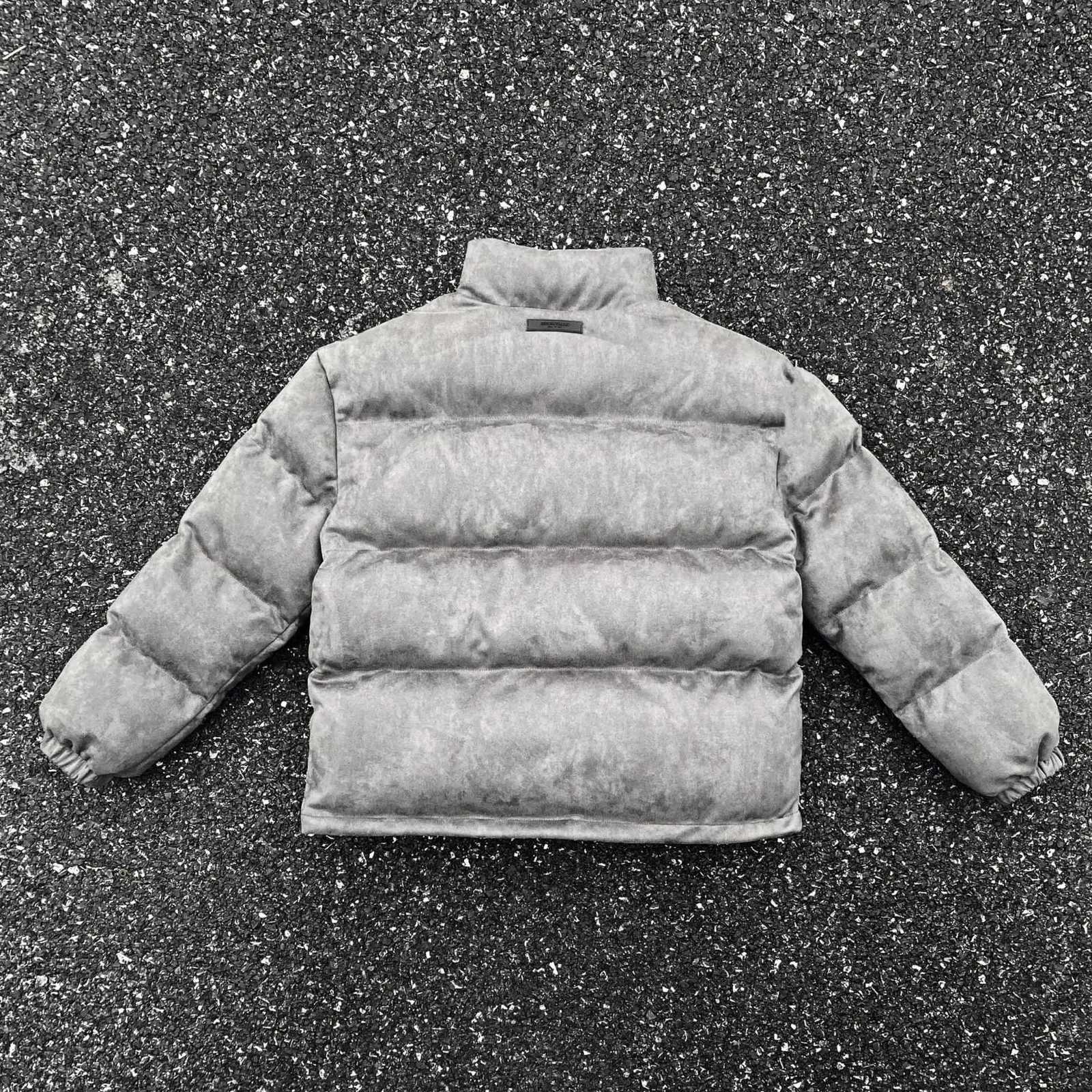 New 2023 Men Novelty Gray Suede Puffers Coats Jackets / Down Coats Vest Cotton Thick Warm Winter US Size S-XL #677 W250722