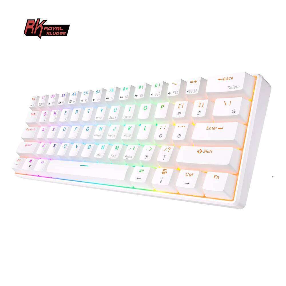 Gaming Keyboards RK Royal Kludge Rk61 2.4G Wireless Bluetooth Mechanical Tri-Mode 61 Keys RGB Backlit Mini Hot-Swappable Gamer Keyboard