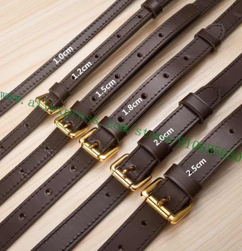 Coffee Glossy Calf Leather Bag Strap For Designer Women Handbag Lady Duffle Purse Shoulder Belt Replacement Adjustable 7 Sizes