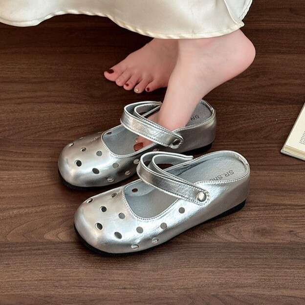 Fashion Versatile Casual Mary Jane Clogs for Women 2025 Summer New Two-Way Breathable Closed-Toe Sandals