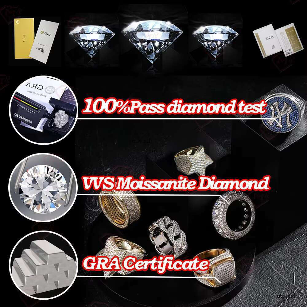 Vvs Men's Hip Hop Boutique Jewelry Design S Platinum Plated Moissanite Ring