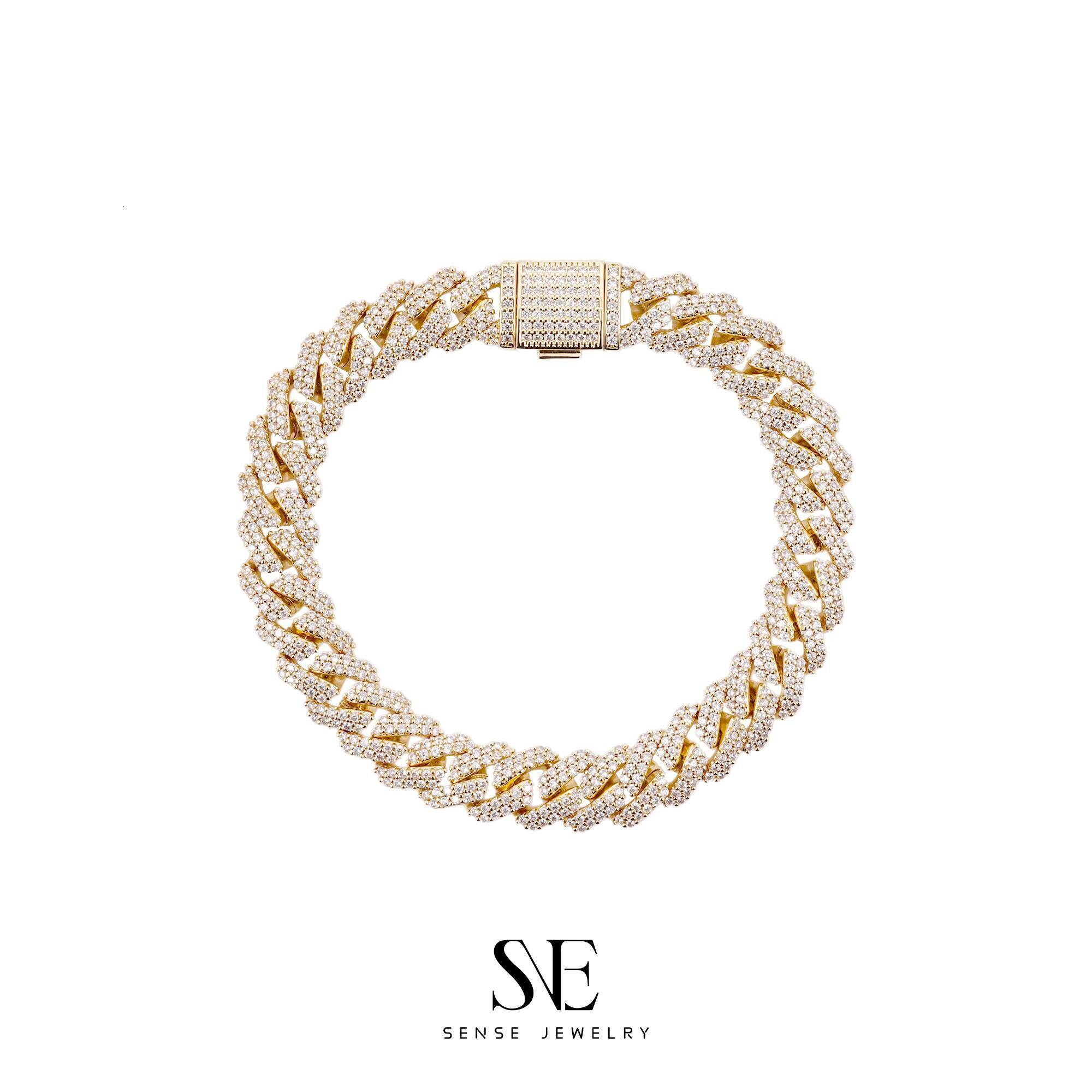Elegant Durable Handcrafted Hip Hop Miami Cuban Link Wedding Jewelry Set Moissanite Bracelet Bangle