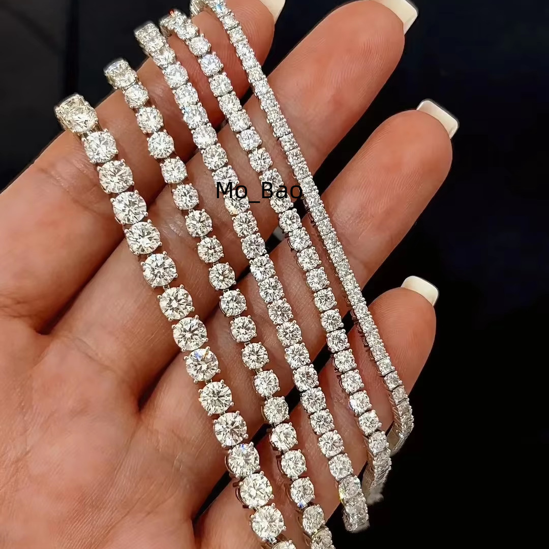 Qinglong Jewelry Factory Wholesale Price Moissanite Tennis Chain 9k 10k 14k 18k Gold Moissanite Tennis Bracelet Fine Jewelry