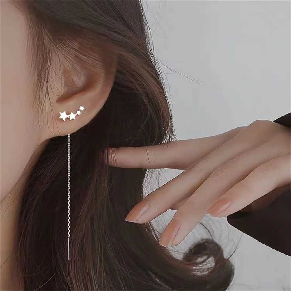 100% Authentic Long Tassel Ear Wire Trend Silver Color Crystal Earrings For Women Fashion Womens Jewelry Accessories Gift XJ250722