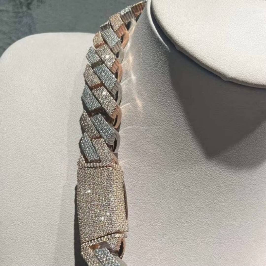 Luxury Moissanite Iced Out Cuban Link Chain for Men Hip Hop Jewelry 18K Gold Plated VVS Bling Choker Necklace Wholesale