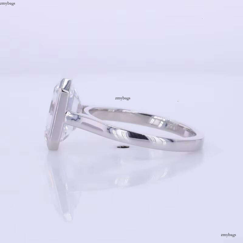 Starsgem 14k Solid Gold Diamant Rings Emerald Cut 1ct 3ct D Color IGI Certified Lab Grown Dia Bezel Setting Engagement Ring