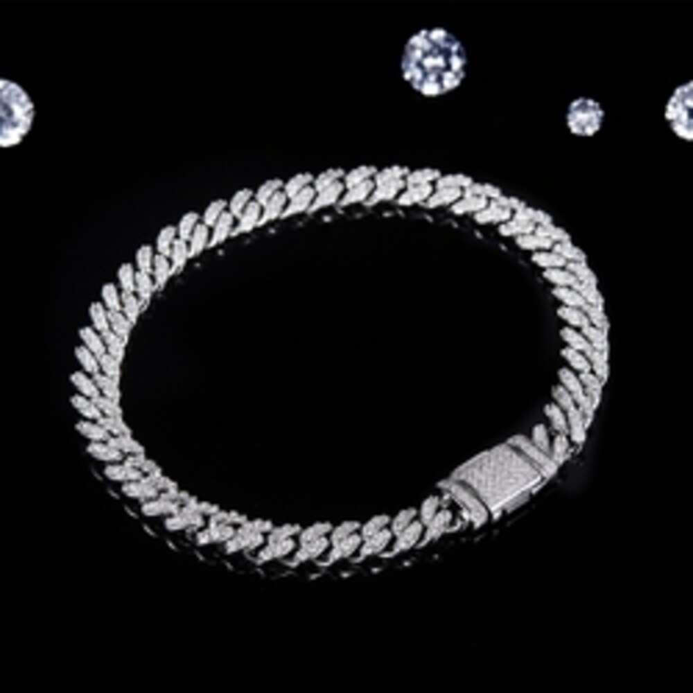 6mm hip hop iced out 925 silver necklace link cuban mossinate diamond vvs moissanite chain fine jewelry