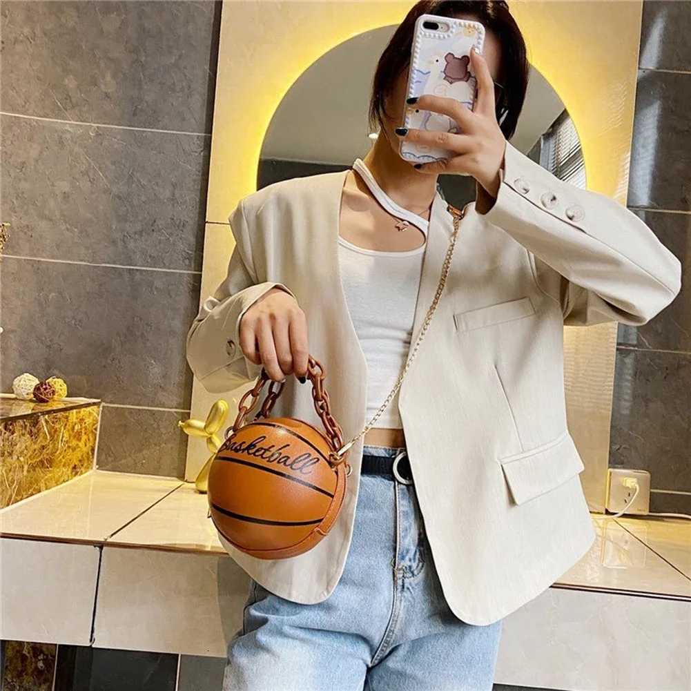 Fi Chic Wen Ball Handbag Round Basketball Football Shape Party Dress Faux Leather Crossbody Girls Coin Purse Shoulder Bag Y250722