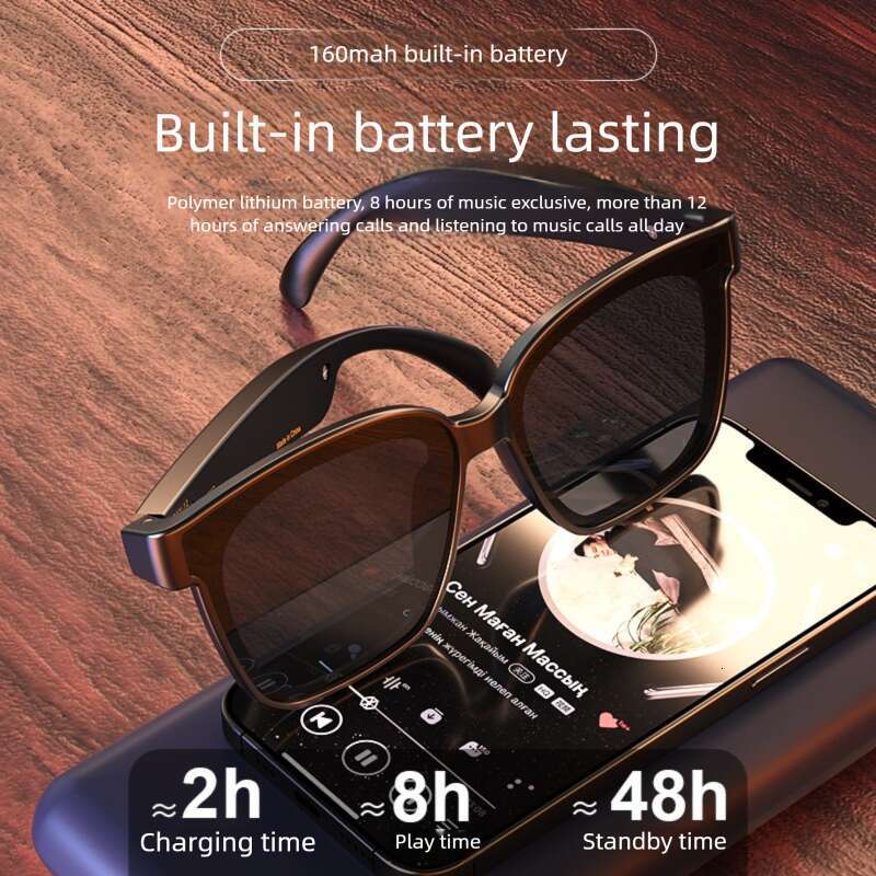 Designer brand smart bluetooth headset wireless anti-blue polarized sunglasses for music listening, calls, sports, with replaceable lenses