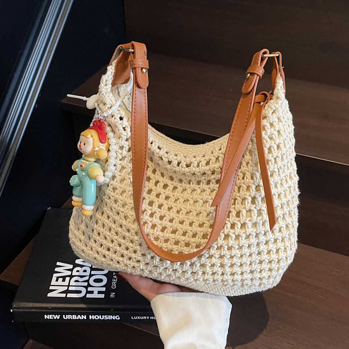Travel Bag Hand-Woven Large-Capacity Str Bag Wens 2025 New Beach Shoulder Bag Summer Tote Bag Seaside Play Travel Work Clothing to Work to School Y250