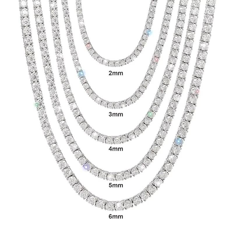 RINNTIN SMN Fine Jewelry Hip Hop 925 Sterling Silver VVS Moissanite Diamond Cluster Tennis Chain Bracelet Necklace for Men Women