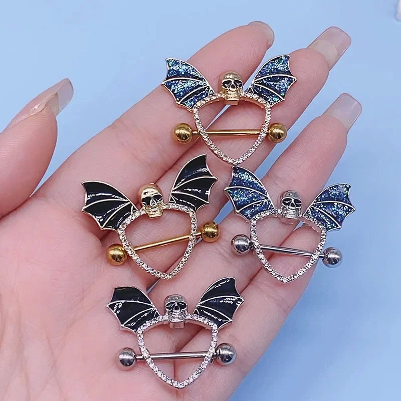 Gothic Nipple Rings Spider Skull Nipple Piercing Jewelry Halloween Body Jewelry 250722